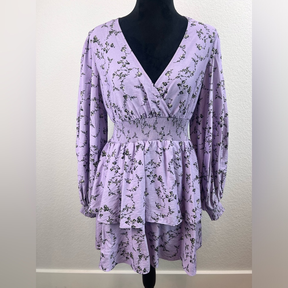 KEEPSAKE The Label Long Sleeve Floral Tiered Mini Dress Size Small (US 4)